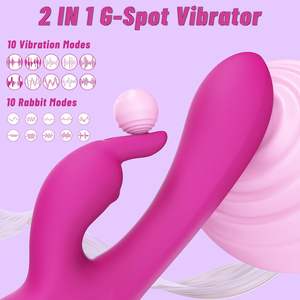 SeYouYou Juguetes sexuales para adultos para mujer Pareja Punto G Vibrador 10 Vibraciones Motores duales Conejo impermeable Consoladores suaves Rosa (Rose <span class=keywords><strong>Red</strong></span>) - Product Image 3