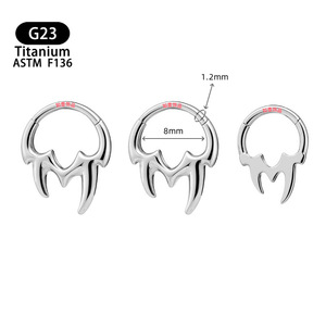 Anneau de nez en titane G23 avec pointe, 8 mm, épaisseur 1,2 mm, pour piercing de septum - Product Image 1