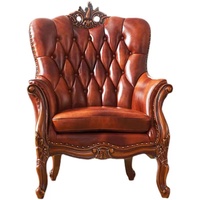 Sillones de Cuero Genuino de Lujo, Diseño de Estilo Americano, Sillones para Sala de Estar, Sofá para Sala de Estar