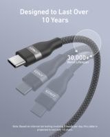 Câble USB C vers USB C Anker A8060 240W, 3ft/6ft, Cordon de charge rapide PD 3.1 bio-tressé pour iPhone 16 15 Series