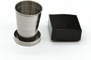 แก้วน้ำสแตนเลสสีเงินแบบคลาสสิก เก็บความร้อน พกพาสะดวก สำหรับเดินทาง แคมป์ปิ้ง พับได้ ยืดหดได้ - Product Image 6