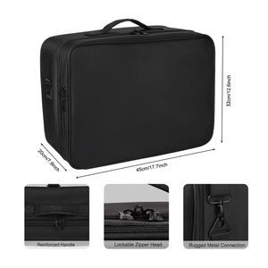 Black Luxury Professional Travel <b>Makeup</b> <b>Case</b> Large Waterproof Cosmetic Organizer for Women Portable Cosmetic Storage Bag - Product Image 4