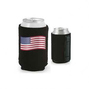 Enfriador de Latas Magnético Plegable de Neopreno con Banderas Personalizadas de América, para Latas de Cerveza de 12 y 16 oz - Product Image 1