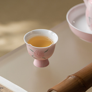 Floral Pattern High Footed <b>Teacup</b> Porcelain New Chinese Style Tea Tasting Cup Kung Fu Tea Set - Product Image 4