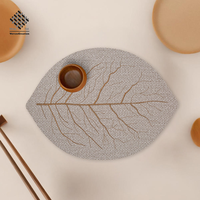 Meilleur design de set de table en cuir vinyle imitation broderie feuille, pour cuisine et table