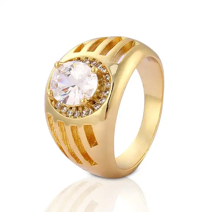 Buy GOGEMS Gold Ring for Women | 18KT(750) 4 Yellow Gold 0.376 Cts Diamond  Ring for Girls Size 14 | Stylish Alluring Ring Collection at Amazon.in