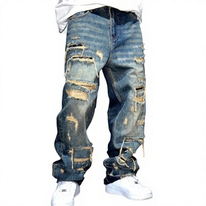 2025 Nouveau Modèle Très Tendance Salopette en Jean Homme Coupe Ajustée Détruite Qualité Supérieure Personnalisable Logo Style Urbain Faible MOQ Grandes Tailles - Product Image 1