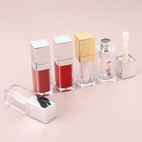 CY045 Wholesale10ml Tube de brillant à lèvres carré personnalisé de haute qualité récipient de blush liquide transparent vide avec grand pinceau en stock