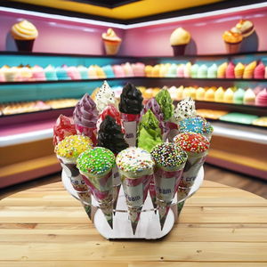 Jihong Support de <span class=keywords><strong>cornet</strong></span> de crème glacée en acrylique transparent à double couche Présentoir en verre organique Installation verticale-Vente en gros - Product Image 5