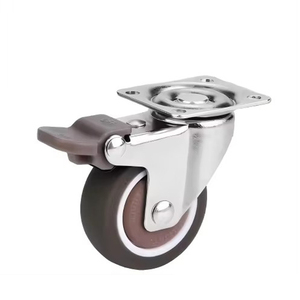 Ruedas giratorias modernas de 1 pulgada de TPR de uso ligero con freno de acero y rodamientos de bolas, capacidad de carga de 35 kg, para equipos de hospitales y hoteles. - Product Image 5