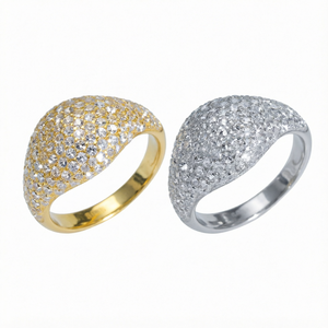 Bague géométrique en laiton et zircon, plaquée or et argent, pour mariage, bague de pinky, cadeau unisexe, bijoux - Product Image 1