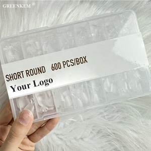 600 <span class=keywords><strong>Uñas</strong></span> Postizas de ABS Mate, Cortas y Cuadradas, con Etiqueta Privada, Transparentes, Naturales, Cortas, con Forma de Almendra - Product Image 6