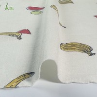 Tissu en lin et viscose imprimé, motif de fruits, textile tissé pour vêtements et usage domestique