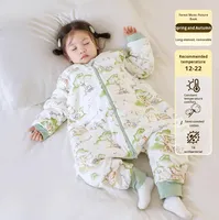 Gigoteuse en coton tricoté à jambes séparées pour bébés filles, fermeture éclair discrète, manches longues, motif dessin animé, température constante, anti-coup de pied
