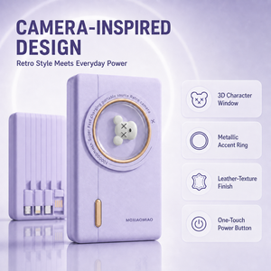 Batterie externe 10000 mAh à charge rapide avec système de 4 câbles intégré, chargeur de téléphone portable compact et portable pour les voyages - Product Image 1