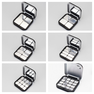 En stock, étui compact cosmétique vide avec miroir, boîte à poudre carrée noire, <span class=keywords><strong>deux</strong></span> tailles, emballage cosmétique, vente en gros, OEM, logo personnalisé - Product Image 4