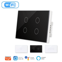 Interrupteur intelligent WiFi Tuya, norme australienne, compatible Alexa et Google Home, interrupteurs muraux sans fil à écran tactile en verre trempé, 1, 2, 3 ou 4 voies