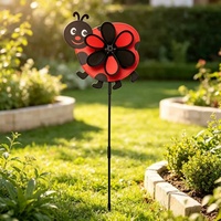 Tourniquet à vent Coccinelle pour jardin, décoration cinétique d'extérieur pour pelouse et cour, vente en gros 30x95cm