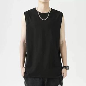 <span class=keywords><strong>Débardeur</strong></span> sans manches pour <span class=keywords><strong>homme</strong></span> 100% coton, col rond, couleur unie, respirant, pour le sport, la remise en forme et les occasions décontractées - Product Image 3