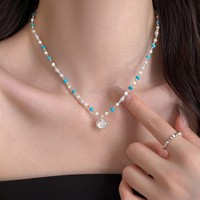 Collier multicolore en perles vertes et opales pour femme, accessoires de mode estivale, fournisseur en gros