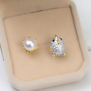 Boucles d'oreilles clous Wenchi en argent S925, petites coquillages, 8-12 perles, bijoux DIY, accessoires faits main, Chine 16205 - Product Image 2