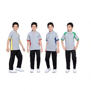 Vêtements pour enfants, vêtements de sport pour garçons, uniformes, t-shirt gris à manches courtes, ensemble pantalon de survêtement noir, entièrement personnalisé, haute qualité - Product Image 1