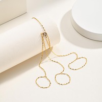 Pulsera de Cadena de Oro 8K y Acero Inoxidable con Triple Anillo para Mujer, Incrustada con Zirconia Blanca en Forma de Ojo
