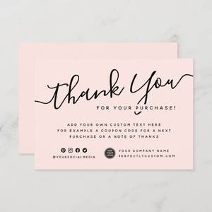 Sac en papier rose blush avec logo personnalisé Insertion de colis professionnel pour le commerce électronique Shopping <span class=keywords><strong>Merci</strong></span> pour votre commande Carte d'achat pour l'emballage - Product Image 3