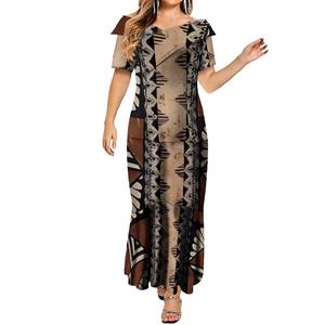 ビッグサイズパシフィックアイランドドレスパターンをカスタマイズ夏半袖ボディコンフィッシュテールドレスストレートショルダーパーティーウエディングドレス - Product Image 4