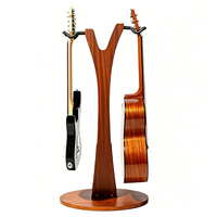Support de Guitare Double en Bois de Sapele Personnalisé en Usine, Présentoir sur Pied pour Guitares Électriques, Acoustiques et Classiques, OEM ODM