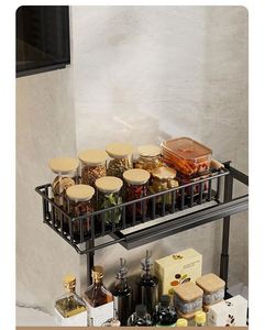 Hua Cheng Spice Rack Carbon Steel Modern Kitchen Storage Organizer Durable Easy Clean Shelf For <b>Under</b> Sink Use - Product Image 3