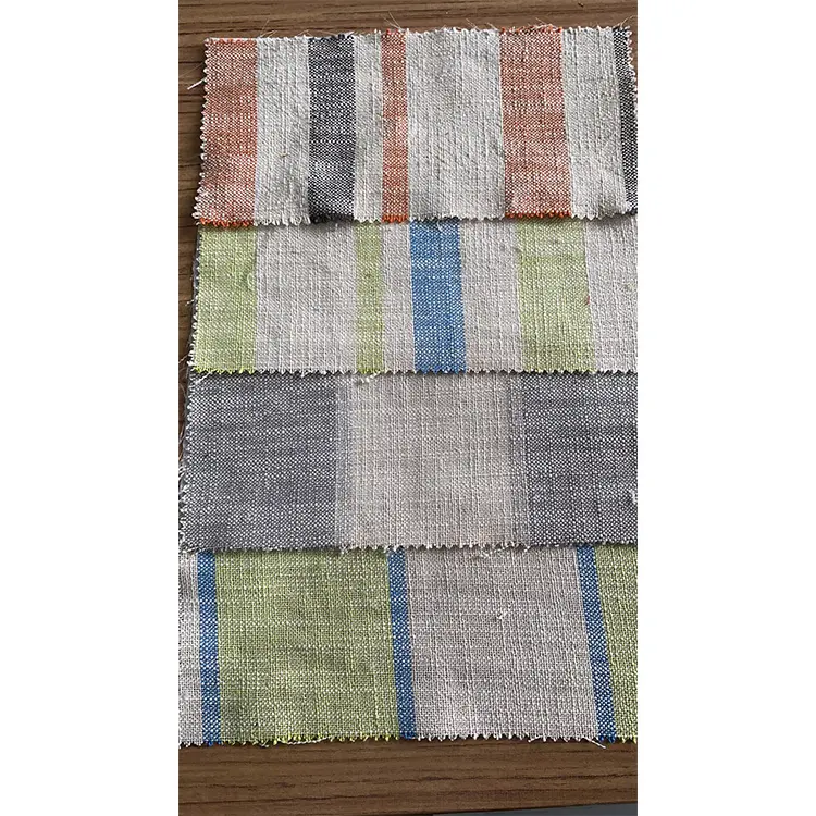 85% POLYESTER 15%LINEN Multiple colour Linen Stripe Fabric in Roll For Home Textile
