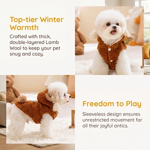 Manteau de luxe élégant pour animaux de compagnie, en forme de boule tridimensionnelle, avec traction intégrée pour petits chiens et chats - Product Image 6