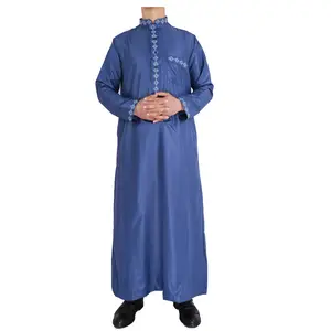 混合大小混合色伊斯兰阿拉伯穆斯林服装男士长袖Kaftan健身格子阿拉伯穆斯林服装