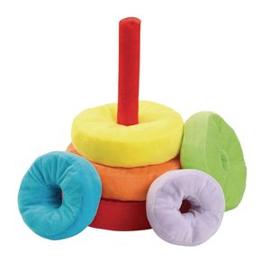 Anneaux géants en peluche arc-en-ciel à empiler, couverture pour enfants, jeu de classe, rembourrage en coton PP, technique lavée, vernis mat unisexe - Product Image 4