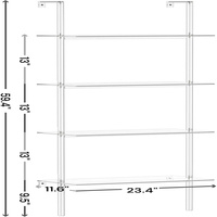 Étagère murale transparente à 4 niveaux en acrylique moderne et durable avec étagères ouvertes pour présentoir