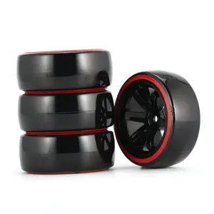 4pcs 64mm Hard Plastic Rim Wheel with Tires for 1/10 RC Drift Car Spare Parts Accessories