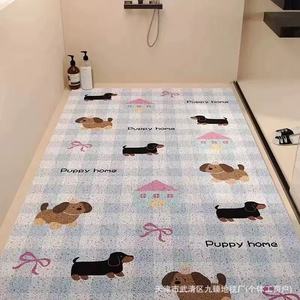 Tapis de bain rectangulaire antidérapant en boucle de soie motif dessin animé pour chiot, idéal pour la douche et la salle de bain - Product Image 1