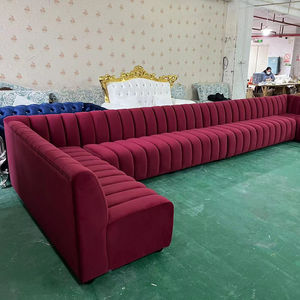 Set sofa Stan Restoran Makanan Cepat Pizza mewah ringan ukuran sofa desain sederhana merah bentuk l set sofa beludru sudut bagian - Product Image 1