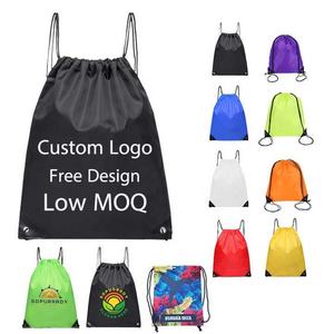 HLY Custom Logo Printed Draw String Bag Promotional Gym Backpacks Waterproof Nylon Polyester Drawstring Bag