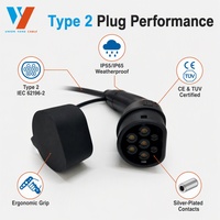 Câble EV Type 2 vers Type 2 OEM d'usine, 32A 7,4kW monophasé, gaine TPU flexible IP65, fil noir pour station de recharge de voiture