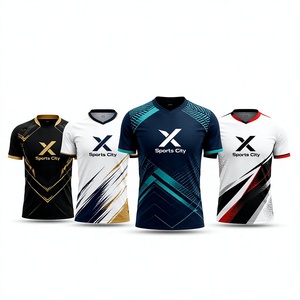 เสื้อฟุตบอล X Sports City แบบซับลิเมชั่น โพลีเอสเตอร์ 100% แขนสั้น คอกลม ระบายอากาศ แห้งเร็ว ซับเหงื่อ สำหรับทุกเพศ สามารถสั่งทำได้ - Product Image 1