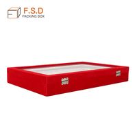 Plateau de présentation de bijoux en cuir rouge miroir fait main FSD 2022, taille personnalisée, conception ODM, étui de rangement pour montres, pendentifs et bagues