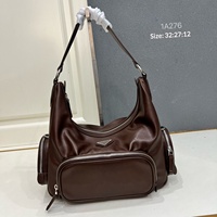 Tas Selempang Hobo Kulit Sapi Asli Berkualitas Tinggi dengan Logo Custom, Banyak Kantong, Gaya Biker Crescent Punk Chic, Serbaguna untuk Wanita