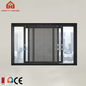 Removable Anodized Office Double Sliding Window Classical Home Toilet Triple Sliding Window