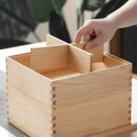 Boîte de rangement de bureau en bois massif, fabriquée à la main, avec jointure à languettes, empilable, avec couvercle et compartiments divisés, moderne et écologique