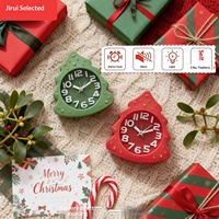Réveil Arbre de Noël Silencieux avec Veilleuse, Ornement de Bureau, Décoration de Fêtes pour Étudiants, Horloge de Table Créative avec Éclairage