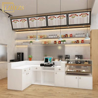 Design d'intérieurs de café moderne et confortable haut de gamme, mobilier de boulangerie, comptoir de bar en bois personnalisé, présentoirs, service