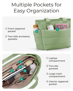 Bolsa de Compras Ligera con Compartimentos, Bolso de Hombro, Bolso de Mano para Viajes, Trabajo, Gimnasio - Product Image 3