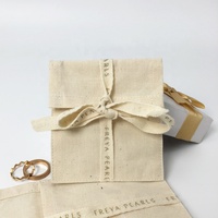 Pochette en coton naturel, mini sacs d'enveloppe en coton personnalisé, pochette de bijoux en mousseline